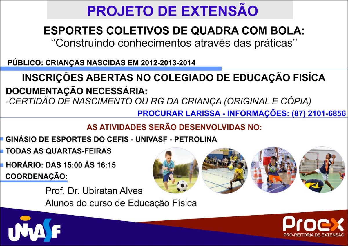 Inscrições para apoio na extensão e em projetos de esportes