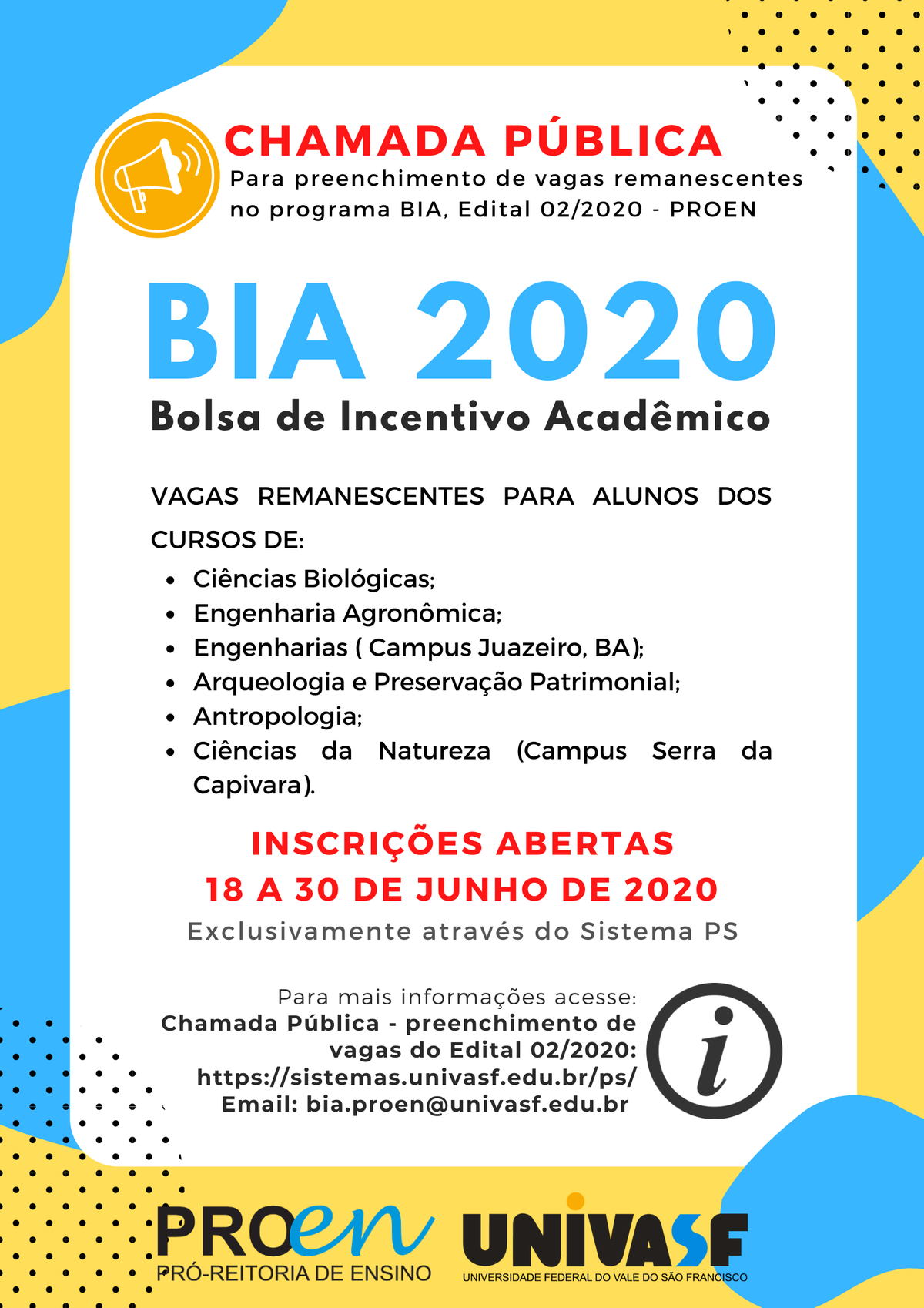 Chamada Pública Para Preenchimento De Vagas Remanescentes No Programa Bia Edital 022020 3689