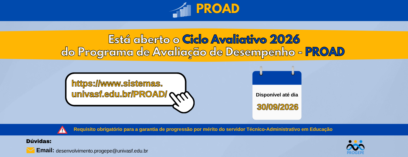 Está aberto o Ciclo Avaliativo 2026 do Programa de Avaliação de Desempenho - PROAD
