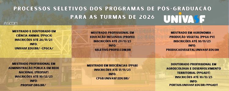 Programas de pós-graduações com inscrições abertas 2026