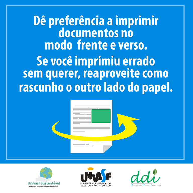 Univasf Sustentável - Use rascunhos!