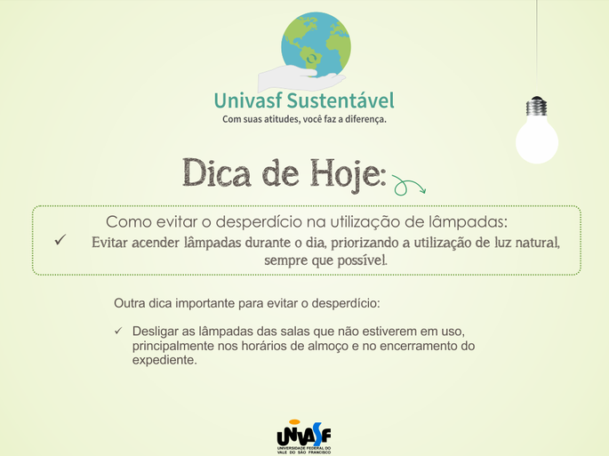 Campanha Univasf Sustentável 2015 - Luz
